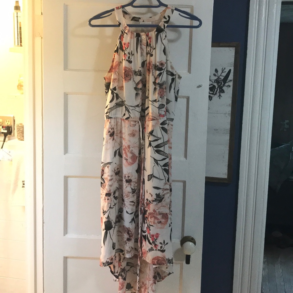 Floral dress with cinched waist